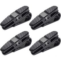 ZVD - Clips de Lunettes pour Pare-Soleil de Voiture - Lot de 4 Porte-Lunettes pour Voiture - Supports Organiseurs (Noir)