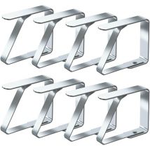 Clips pour nappes 8 pièces Clips pour nappes de pique-nique Clips pour nappes en acier inoxydable Large