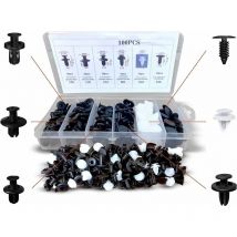 Clips Voiture - Rivet Plastique Voiture - Rivet Plastique Fixation de Protection pour Auto Voitures Panneaux de Portes - 6 tailles - Universel - 100