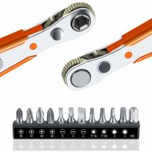 Starlight - Cliquet Tournevis set 13 pcs 110 Mm, mini Clés à Cliquet 1/4 'et Embouts de Tournevis 12 Modèle avec entraînement 1/4 pouce à couple