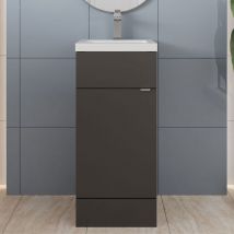 Hudson Reed Fusion Floor Standing Vanity Unit with Basin 400mm Wide - Gloss Grey