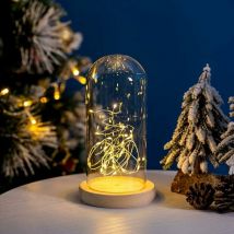 Cloche décoration en verre avec plaque de base en liège dôme en verre décoration dôme en verre dôme en verre avec batterie de chaîne lumineuse led