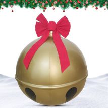 Cloche Gonflable Géante de Noël, Boule de Cloche Gonflable Décorée en pvc avec Nœud Rouge, Décoration Extérieure de Noël pour Cour, Piscine, Pelouse,