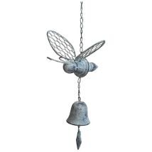 Clochette abeille blanc patiné 20x18x75cm
