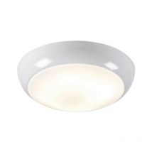 Knightsbridge - Cloison de secours avec diffuseur opale, base blanche et capteur micro-ondes, IP44 28W