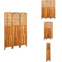Cloison de séparation 3 panneaux 121x2x170 cm Bois d'acacia - Cloison De Séparation - Cloison Pliable - Écran D'intimité - Meuble Salle à Manger