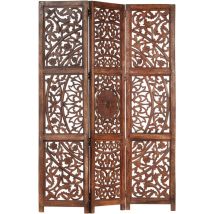 Inlife Cloison De Séparation 3 Panneaux Marron 120x165cm Bois Manguier