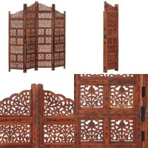 Cloison de séparation 4 panneaux Marron 160x165cm Bois manguier - Cloison De Séparation - Partition Murale - Écran Décoratif - Meuble Pliable