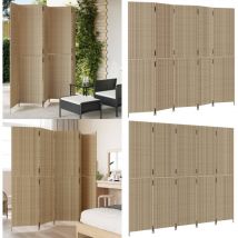 Cloison de séparation 5 panneaux beige résine tressée - Cloison De Séparation - Séparateur Pièce - Paravent - Écran D'intimité - Décoration Intérieur