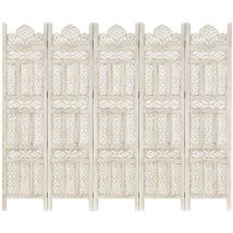 Decdeal - Cloison de séparation 5 panneaux Blanc 200x165 cm Bois manguier