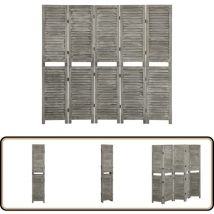 Cloison de séparation 5 panneaux Gris 179x166 cm Bois solide - Cloison De Séparation - Écran De Séparation - Divan Décoratif - Meuble Multifonctions