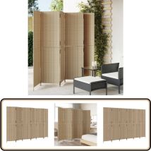 Cloison de séparation 6 panneaux beige résine tressée - Cloison De Séparation - Paravent - Séparateur Pièce - Décoration Intérieur - Écran D'intimité