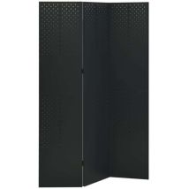 Cloison De Séparation À 3 Panneaux - Paravent Séparation De Pièces - Brise Vue Noir 120x180 Cm Acier Chic-569633