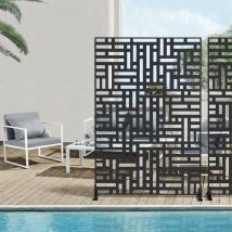 Casa.pro - Cloison de séparation Bernalda pour extérieur et intérieur acier galvanisé 180 x 120 x 40 cm noir