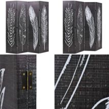 Cloison de séparation pliable 160 x 170 cm Plumes Noir et blanc - Cloison De Séparation - Écran De Séparation - Paravent - Divan D'intérieur