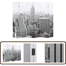 Cloison de séparation pliable 228x170 cm New York Noir et blanc - Cloison De Séparation - Écran De Séparation - Divan D'intérieur - Décoration Murale