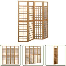 The Living Store Cloison de séparation à 4 panneaux Bois de pin solide 161x180cm - Cloison De Séparation - Séparateur De Pièce - Trellis - Jardin