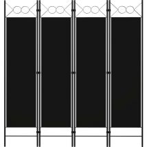 Lexlife - Cloison de séparation amovible 4 panneaux Pliable en tissu - Déco Noir - 160 x 180 cm