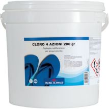 Cloro 4 In 1 Multifunzione 4 Quattro Azioni Pastiglie 200 Gr Per Acqua Piscina Secchiello - Kg: 1