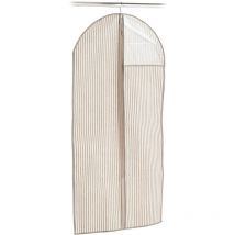 Clothes Cover w. window 'Stripes', non-woven, beige