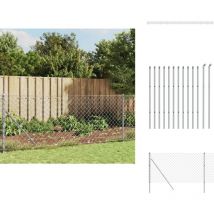 Clôture à mailles losangées argenté 0,8x25 m - Clôture - Clôture Métallique - Clôture Jardin - Clôture Rigide - Clôture Cyclique