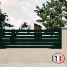 Packit - Clôture aluminium 6 lames modèle ajouré en kit Dimensions L.2107mm (poteaux compris) x H.675mm couleurs Vert ral 6005