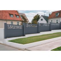 Casanoov - Panneau de clôture aluminium 1.9m semi-ajourée sunny H.90 cm - Kit complet