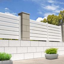 Intersun - Clôture brise-vue 6 lames l 1911 x h 886 mm (Blanc satiné RAL9010)