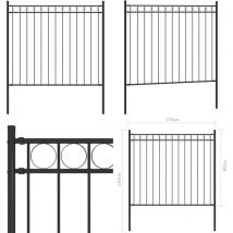 Clôture de jardin Acier 1,7x0,8 m Noir - Clôture De Jardin - Clôture En Acier - Clôture Decorative - Clôture Noire - Panneau De Clôture - Home &