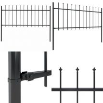 Clôture de jardin avec dessus en lance Acier 1,8 m Noir - Clôture De Jardin - Clôture Métallique - Clôture En Acier - Clôture Décorative - Clôture
