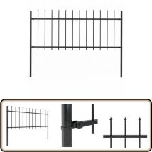 Clôture de jardin avec dessus en lance Acier 1,8 m Noir - Clôture De Jardin - Clôture Métallique - Clôture En Acier - Clôture Décorative - Clôture