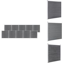 Clôture de jardin wpc 1737x186 cm Gris - Clôture De Jardin - Clôture Résidentielle - Clôture wpc - Clôture Composite - Clôture Grise