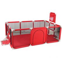 Maerex - Cloture de Parc Pour Bébé 190x129x66 cm Barrière de Jeu Centre De Jeu Portable Avec Filet Respirant rouge