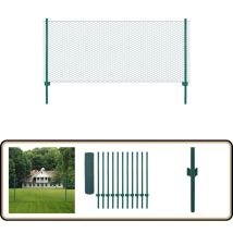 Clôture en grillage métallique avec poteaux Acier 25x0,5 m Vert - Clôture Métal - Clôture Rigide - Clôture Jardin - Clôture Poule - Clôture Chien