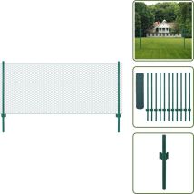Clôture en grillage métallique avec poteaux Acier 25x0,5 m Vert - Clôture Métal - Clôture Rigide - Clôture Jardin - Clôture Poule - Clôture Chien
