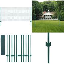 Clôture en grillage métallique avec poteaux Acier 25x0,5 m Vert - Clôture Métal - Clôture Rigide - Clôture Jardin - Clôture Poule - Clôture Chien