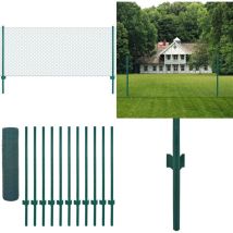 Clôture en grillage métallique avec poteaux Acier 25x0,5 m Vert - Clôture Métal - Clôture Rigide - Clôture Jardin - Clôture Poule - Clôture Chien