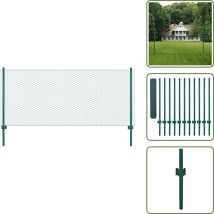 Clôture en grillage métallique avec poteaux Acier 25x1 m Vert - Clôture Métal - Clôture Rigide - Clôture Jardin - Clôture Poule - Clôture Chien