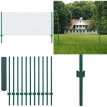 Vidaxl - Clôture en grillage métallique avec poteaux Acier 25x1 m Vert - Clôture Métal - Clôture Rigide - Clôture Jardin - Clôture Poule - Clôture