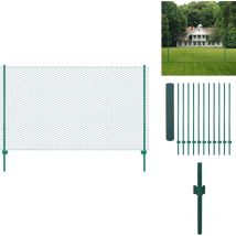 Clôture en grillage métallique avec poteaux Acier 25x2 m Vert - Clôture Métal - Clôture Rigide - Clôture Jardin - Clôture Poule - Clôture Chien