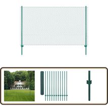 Clôture en grillage métallique avec poteaux Acier 25x2 m Vert - Clôture Métal - Clôture Rigide - Clôture Jardin - Clôture Poule - Clôture Résistant
