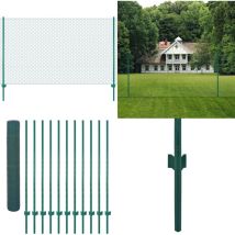 Clôture en grillage métallique avec poteaux Acier 25x2 m Vert - Clôture Métal - Clôture Rigide - Clôture Jardin - Clôture Poule - Clôture Résistant
