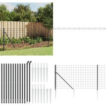 Clôture en treillis métallique et ancrage anthracite 0,8x25 m - Clôture Métal - Clôture Jardin - Clôture Rigide - Clôture Anthracite - Clôture