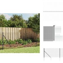 Clôture en treillis métallique et ancrage anthracite 0,8x25 m - Clôture Métal - Clôture Jardin - Clôture Rigide - Clôture Anthracite - Clôture