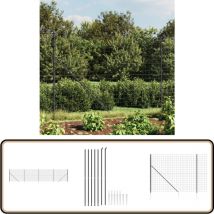 Clôture en treillis métallique et ancrage anthracite 1,6x10 m - Clôture Métal - Clôture Jardin - Clôture Rigide - Clôture Anthracite - Clôture