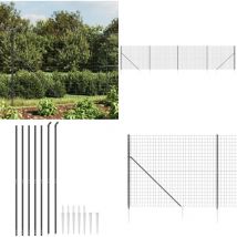 Clôture en treillis métallique et ancrage anthracite 2,2x10 m - Clôture Métal - Clôture Jardin - Clôture Rigide - Clôture Anthracite - Clôture