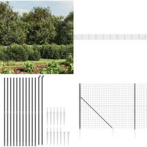 Clôture en treillis métallique et ancrage anthracite 2,2x25 m - Clôture Métal - Clôture Jardin - Clôture Rigide - Clôture Anthracite - Clôture