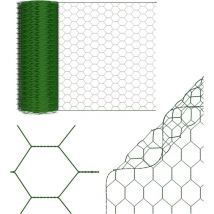 Clôture hexagonale - 0,5 m x 25 m - Grillage métallique galvanisé - Pour lapins et poules - Pour travaux manuels, jardin, potager, animaux - Vert