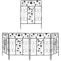 Clôture Jardin Extérieur, Lot de 5 Bordures Décoratives 80x60cm Grille de Protection Fer Forgé Motif Paysage Portillon de Jardin