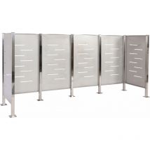 Jamais utilisé] Clôture pour poubelles HHG 479, Cache-poubelle Rangement pour poubelles, 150x325x85cm métal, inox